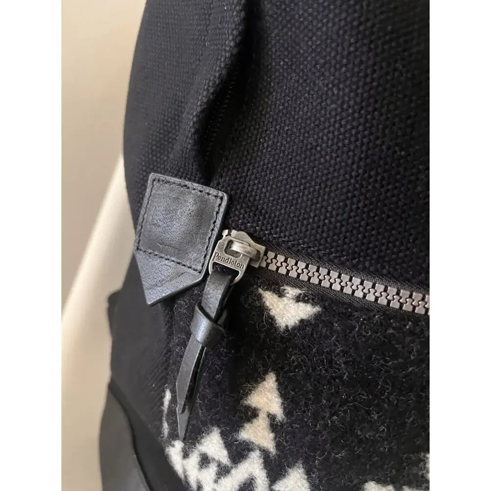Pendleton Rock Point Backpack Black Canvas Wool Jacquard Daypack Travel Bag